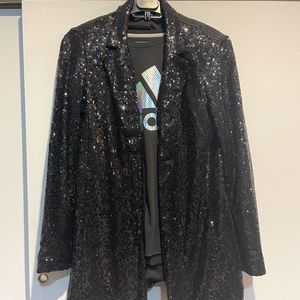 Express black sequin blazer